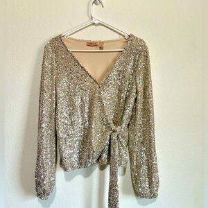 Sequined wrap shirt small